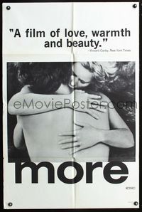 2r619 MORE one-sheet '69 New York Times' Vincent Canby calls it a film of love, warmth and beauty!