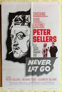 2r633 NEVER LET GO one-sheet movie poster '62 Peter Sellers & sexy Elizabeth Sellars!