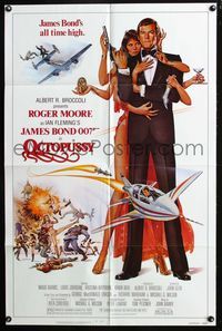 2r642 OCTOPUSSY one-sheet movie poster '83 great art of Roger Moore as James Bond by Daniel Gouzee!