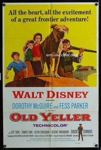 2r644 OLD YELLER one-sheet poster R74 great artwork of Disney's most classic canine by Paul Wenzel!