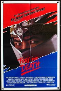 2r690 PRAY FOR DEATH one-sheet poster '86 cool super close up of Japanese masked ninja Sho Kosugi!