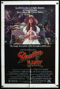2r692 PRETTY BABY one-sheet '78 directed by Louis Malle, young Brooke Shields sitting with doll!
