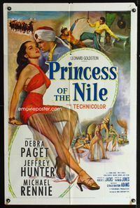 2r693 PRINCESS OF THE NILE one-sheet movie poster '54 sexiest artwork of barely-dressed Debra Paget!