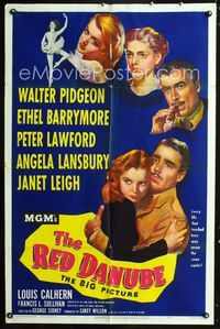 2r706 RED DANUBE 1sheet '49 Janet Leigh, Angela Lansbury, Ethel Barrymore, Walter Pidgeon, Lawford