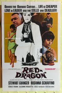 2r707 RED DRAGON one-sheet movie poster '67 Das Geheimnis der Drei Dschunken, Stewart Granger
