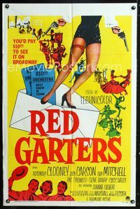 2r708 RED GARTERS one-sheet poster '54 Rosemary Clooney, Jack Carson, western musical, sexy legs!