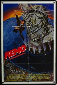 2r712 REMO WILLIAMS THE ADVENTURE BEGINS one-sheet '85 Fred Ward clings to the Statue of Liberty!