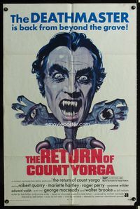 2r717 RETURN OF COUNT YORGA one-sheet poster '71 Robert Quarry, AIP vampires, wild monster art!