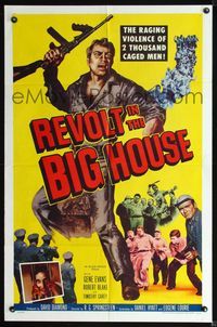 2r726 REVOLT IN THE BIG HOUSE one-sheet poster '58 the raging violence of 2 thousand caged men!