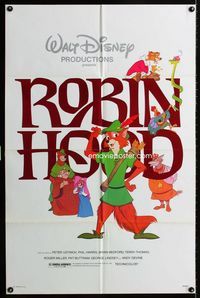 2r737 ROBIN HOOD one-sheet movie poster R82 Walt Disney cartoon, great artwork of cast!