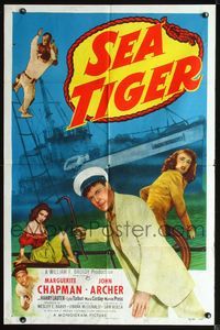 2r767 SEA TIGER style A one-sheet movie poster '52 Marguerite Chapman, John Archer, Harry Lauter
