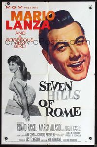 2r778 SEVEN HILLS OF ROME one-sheet '58 Arrivederci Roma, Mario Lanza, gorgeous Marisa Allasio!