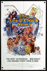 2r779 SEX O'CLOCK NEWS one-sheet movie poster '85 sexy TV news show, wacky artwork by Phil Roberts!