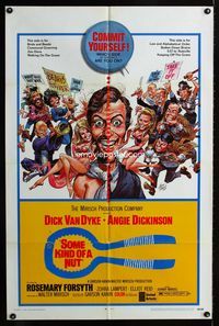 2r814 SOME KIND OF A NUT one-sheet '69 Dick Van Dyke, Angie Dickinson, Garson Kanin, Jack Davis art!