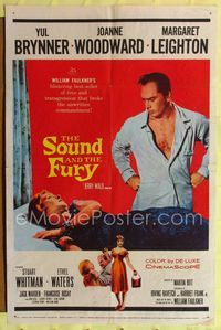 2r817 SOUND & THE FURY one-sheet movie poster '59 Yul Brynner glares at Joanne Woodward!