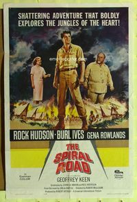2r821 SPIRAL ROAD one-sheet movie poster '62 Rock Hudson, Burl Ives, Gena Rowlands