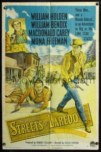 2r835 STREETS OF LAREDO style A one-sheet poster '49 William Holden, William Bendix, Macdonald Carey