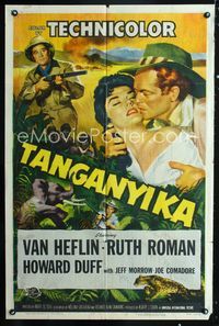 2r854 TANGANYIKA one-sheet poster '54 Van Heflin, sexy Ruth Roman, hunting in Africa, great artwork!