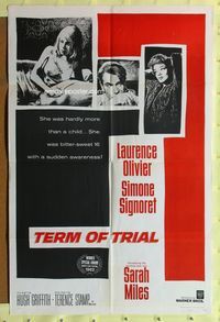 2r865 TERM OF TRIAL military one-sheet poster '62 Laurence Olivier, Simone Signoret, Sarah Miles