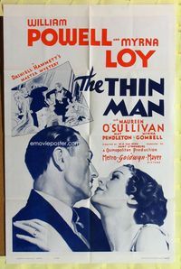 2r876 THIN MAN one-sheet movie poster R62 William Powell, Myrna Loy, W.S. Van Dyke