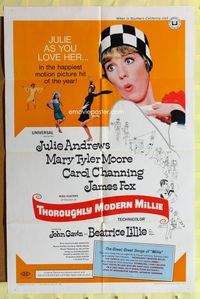 2r879 THOROUGHLY MODERN MILLIE photo style one-sheet poster '67 singing & dancing Julie Andrews!