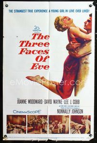 2r883 THREE FACES OF EVE one-sheet '57 Joanne Woodward has multiple personalities, David Wayne
