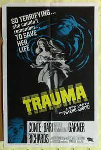 2r900 TRAUMA one-sheet movie poster '62 John Conte, Lorrie Ricahrds, psycho-thriller nightmare!