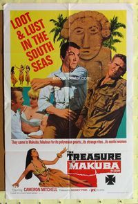 2r901 TREASURE OF MAKUBA one-sheet movie poster '67 Cameron Mitchell, loot & lust in the South Seas!