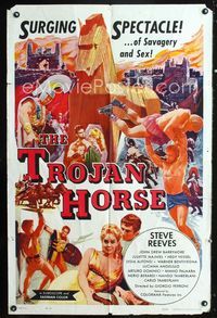 2r903 TROJAN HORSE one-sheet movie poster '62 Steve Reeves in a surging spectacle of savagery & sex!
