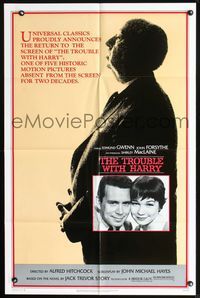 2r905 TROUBLE WITH HARRY 1sh R83 huge profile of Alfred Hitchcock, John Forsythe, Shirley MacLaine