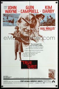 2r906 TRUE GRIT one-sheet movie poster '69 John Wayne as Rooster Cogburn, Kim Darby, Glen Campbell