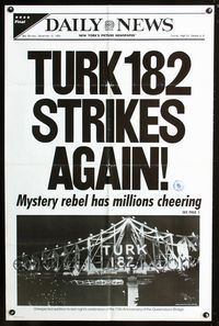 2r907 TURK 182 teaser one-sheet movie poster '85 cool New York Daily News newspaper mock-up!
