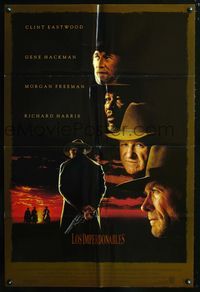 2r915 UNFORGIVEN Spanish/U.S. 1sheet '92 classic image of gunslinger Clint Eastwood with his back turned!