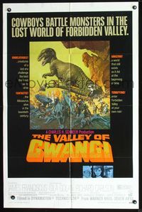 2r921 VALLEY OF GWANGI one-sheet poster '69 Ray Harryhausen, great artwork of cowboys vs dinosaurs!