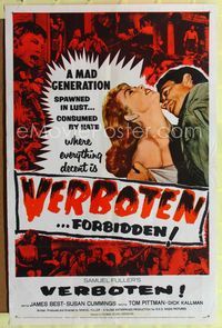 2r929 VERBOTEN style D one-sheet poster '59 Sam Fuller, World War II, where everything is forbidden!