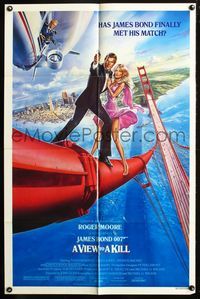 2r932 VIEW TO A KILL style B one-sheet '85 art of Roger Moore as James Bond 007 by Daniel Gouzee!