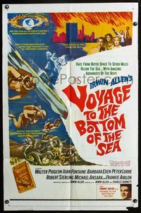2r935 VOYAGE TO THE BOTTOM OF THE SEA 1sheet '61 Walter Pidgeon, cool art of scuba divers & monster!