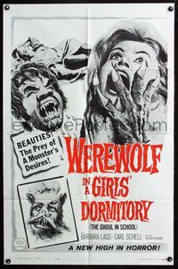 2r948 WEREWOLF IN A GIRLS' DORMITORY one-sheet '63 beauties are the prey of a monster's desires!