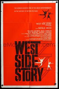 2r949 WEST SIDE STORY rare pre-Awards one-sheet '61 classic musical, wonderful artwork!