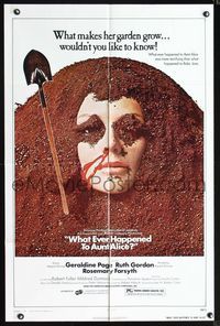 2r950 WHAT EVER HAPPENED TO AUNT ALICE? one-sheet '69 creepy horror image of woman buried in garden!