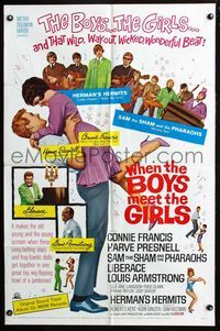 2r953 WHEN THE BOYS MEET THE GIRLS one-sheet movie poster '65 Connie Francis, Herman's Hermits!
