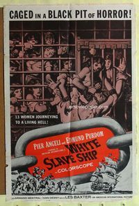 2r958 WHITE SLAVE SHIP one-sheet movie poster '62 L'Ammutinamento, great image of sexy caged women!