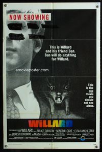 2r962 WILLARD int'l one-sheet movie poster '71 Bruce Davison, Sondra Locke