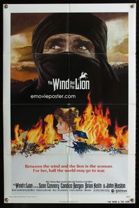 2r965 WIND & THE LION one-sheet movie poster '75 art of Sean Connery & Candice Bergen, John Milius