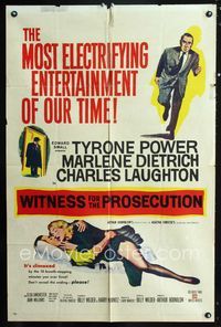 2r969 WITNESS FOR THE PROSECUTION 1sheet '58 Billy Wilder, Tyrone Power, Marlene Dietrich, Laughton