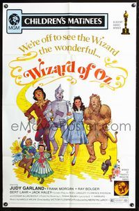 2r971 WIZARD OF OZ 1sheet R72 wonderful completely different art of top stars on Yellow Brick Road!