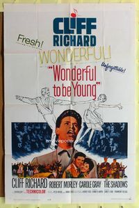 2r974 WONDERFUL TO BE YOUNG one-sheet movie poster '62 Cliff Richard, Robert Morley, rock 'n' roll!