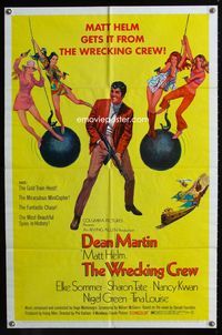 2r977 WRECKING CREW one-sheet movie poster '69 Dean Martin as Matt Helm with sexy spy babes!