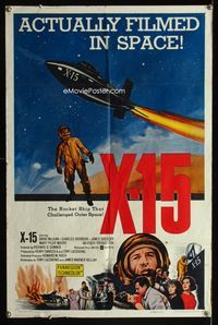 2r980 X-15 one-sheet movie poster '61 astronaut Charles Bronson, actually filmed in space!