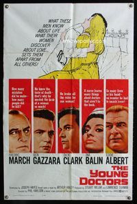 2r987 YOUNG DOCTORS one-sheet movie poster '61 Fredric March, Ben Gazzara, Dick Clark